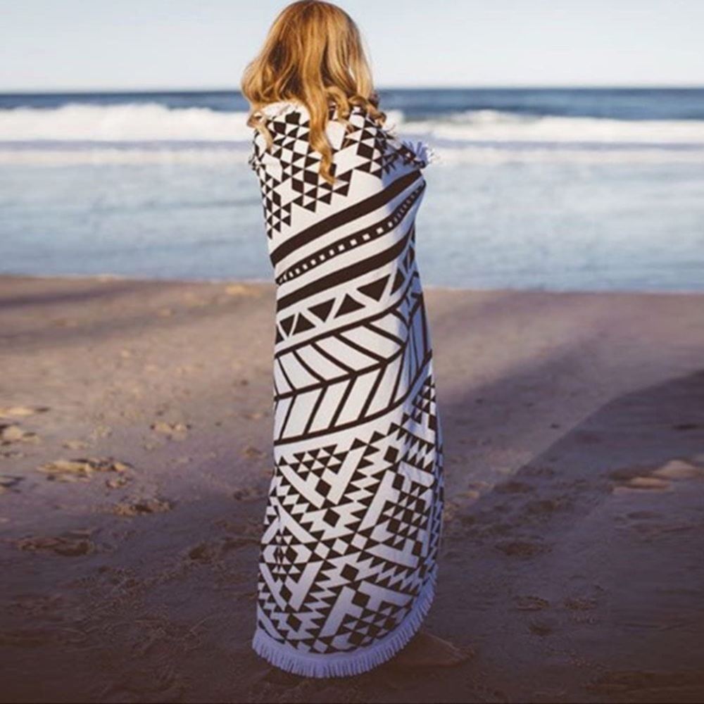 Aztec Tassel Retro Geometric Beach/Yoga/Room Blanket/Mat for Outdoors/Bedroom - Picture 3 of 5